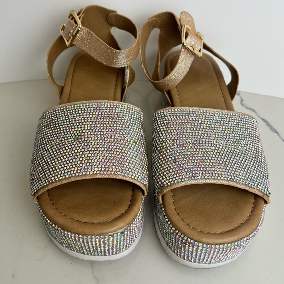 All Over Rhinestone Platform Sandals - Picture 2 of 16